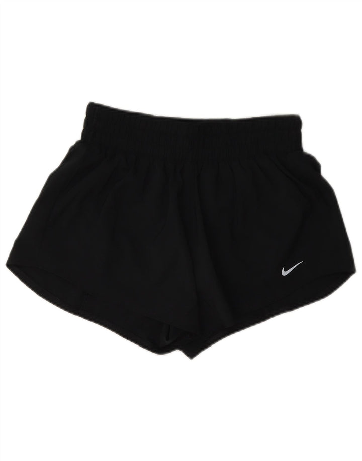 Shorts esportivos femininos Nike Dri Fit UK 8 pequenos poliéster preto