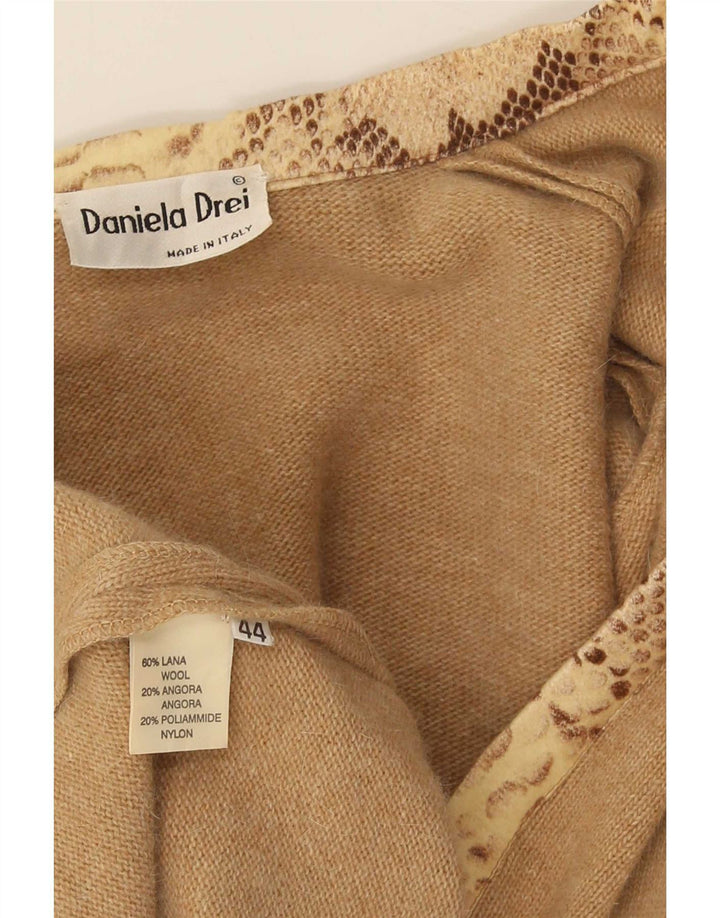 Suéter cardigã feminino Daniela Drei com gravata frontal IT 44 lã marrom médio