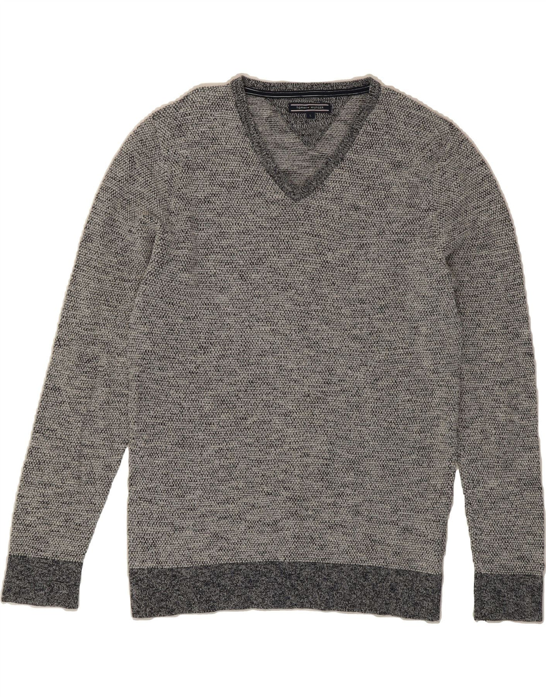 TOMMY HILFIGER Mens V-Neck Jumper Sweater Large Navy Blue Cotton Vintage Tommy Hilfiger and Second-Hand Tommy Hilfiger from Messina Hembry 