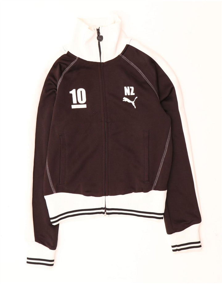 PUMA Womens Crop Tracksuit Top Jacket UK 10 Small Black Colourblock