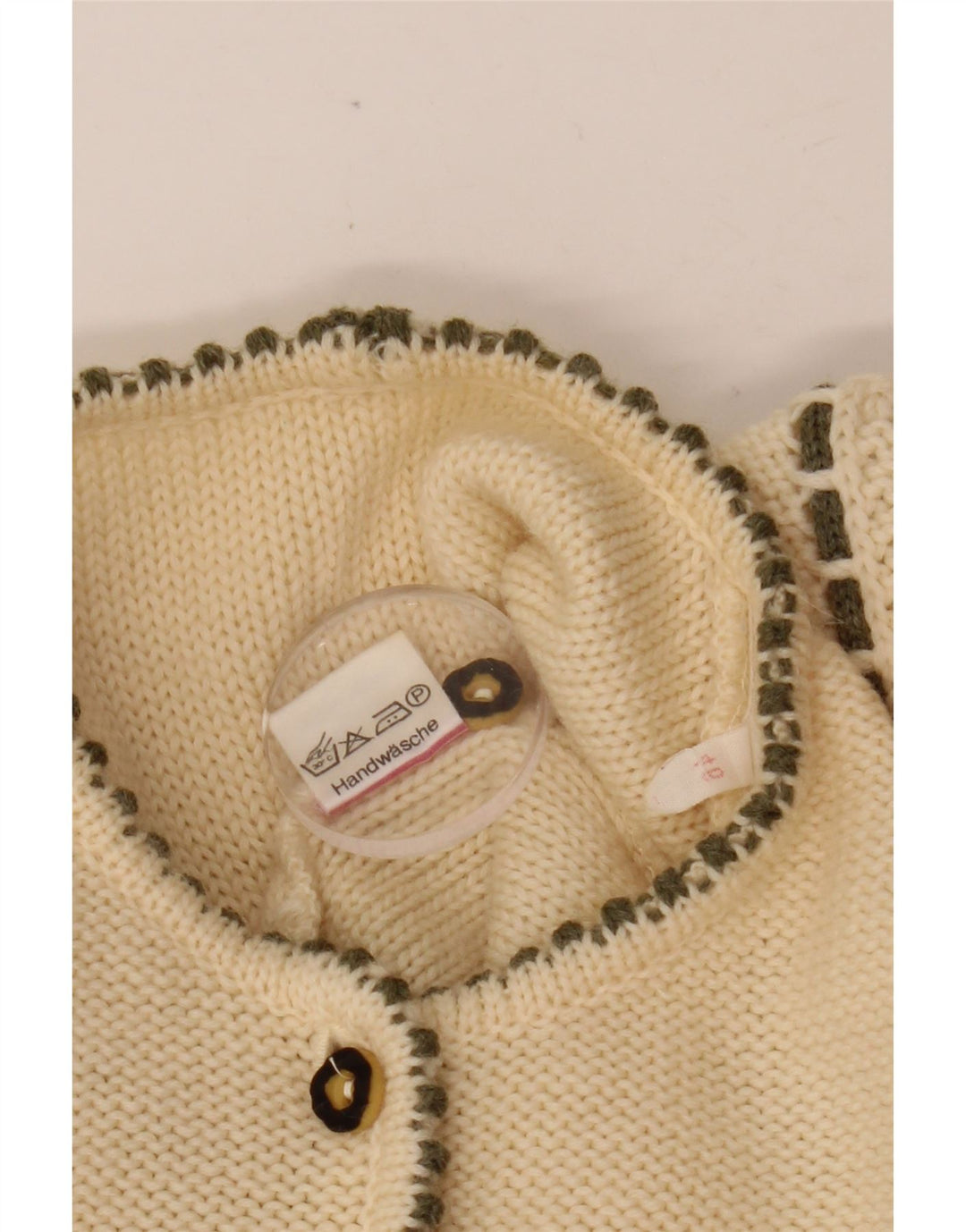 Suéter cardigã feminino VINTAGE EU 46 XL lã bege