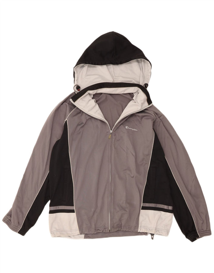 Jaqueta masculina Champion com capuz e poliéster XL cinza Colourblock