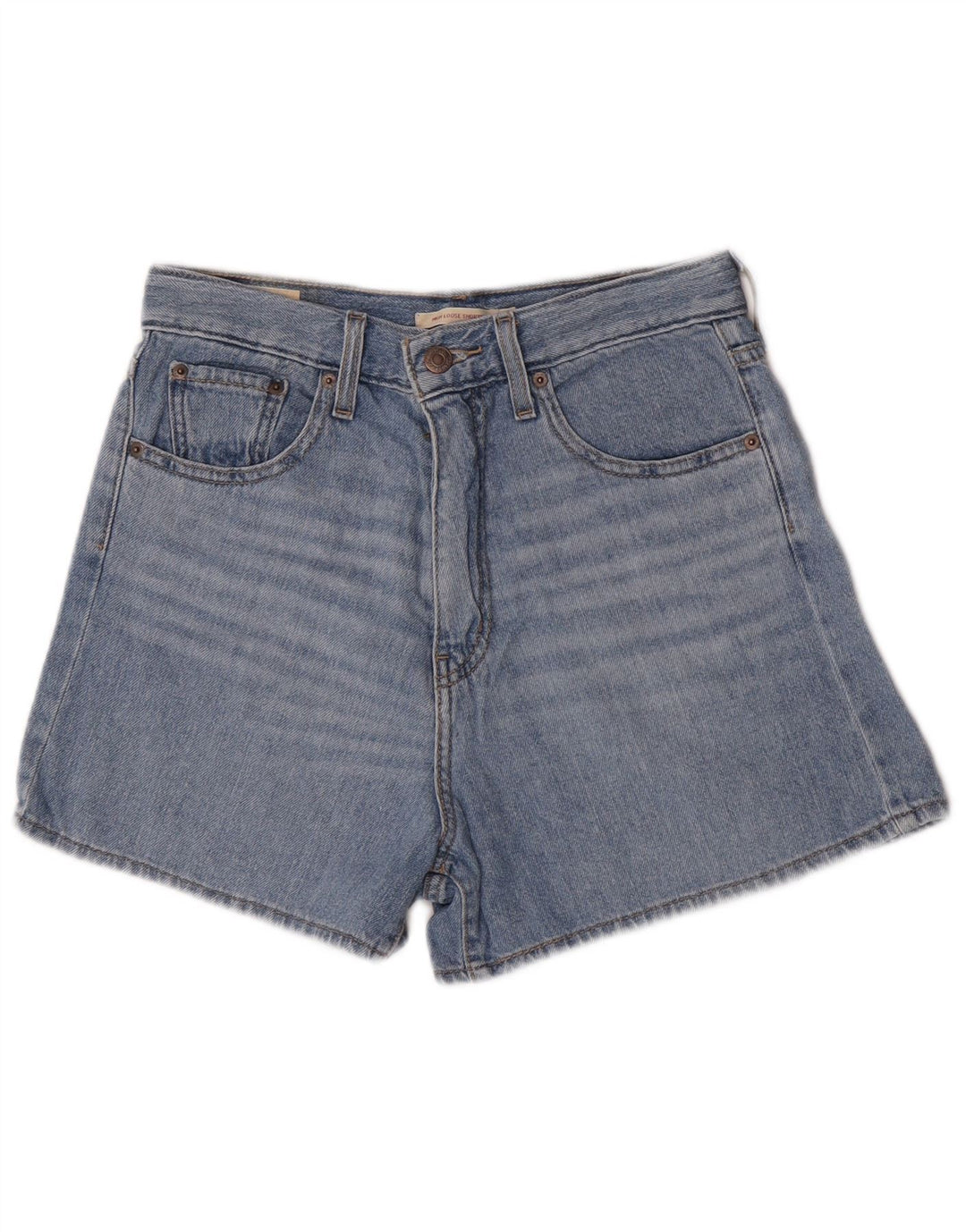 Shorts jeans feminino de cintura alta Levi's W27 pequeno algodão azul