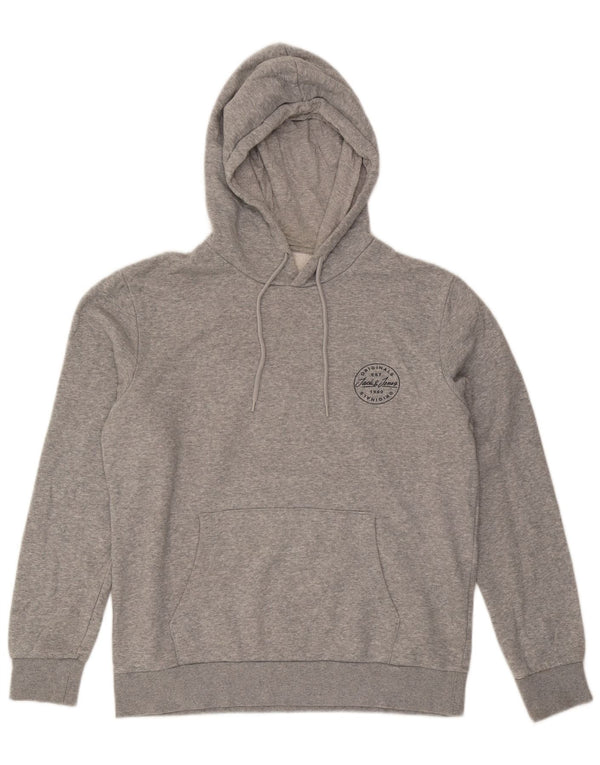 Jack & Jones moletom com capuz masculino grande algodão cinza