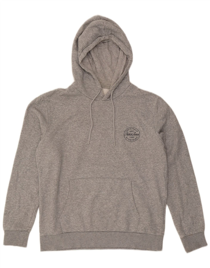 Jack & Jones moletom com capuz masculino grande algodão cinza