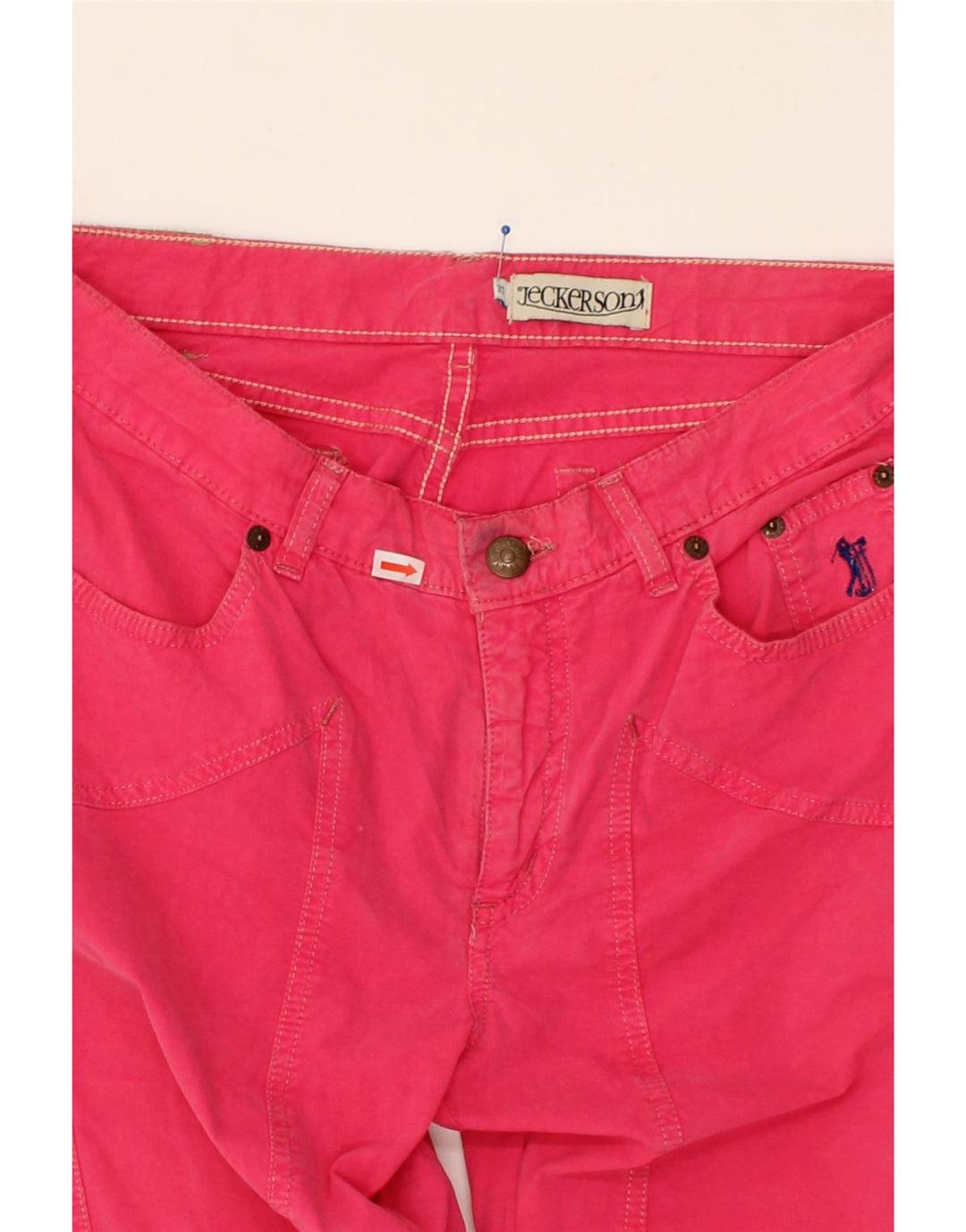 JECKERSON Womens Straight Casual Trousers W31 L29 Pink Cotton Vintage Jeckerson and Second-Hand Jeckerson from Messina Hembry 
