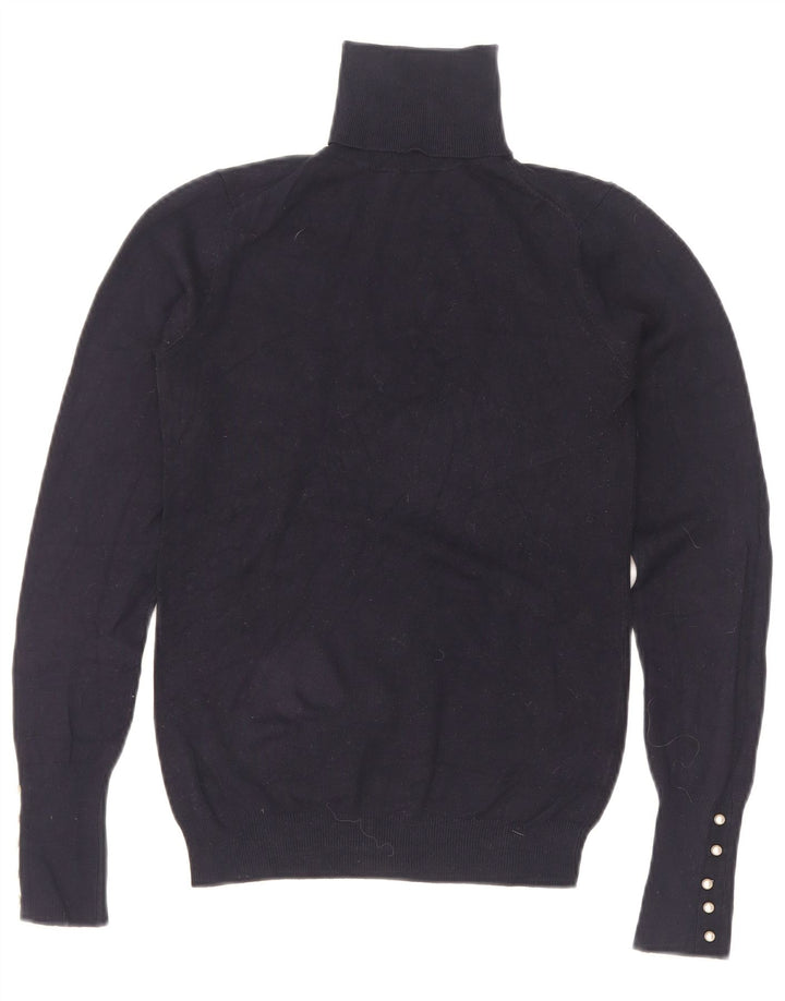 Zara Suéter feminino com gola redonda e gola redonda, 8 pequeno, azul marinho