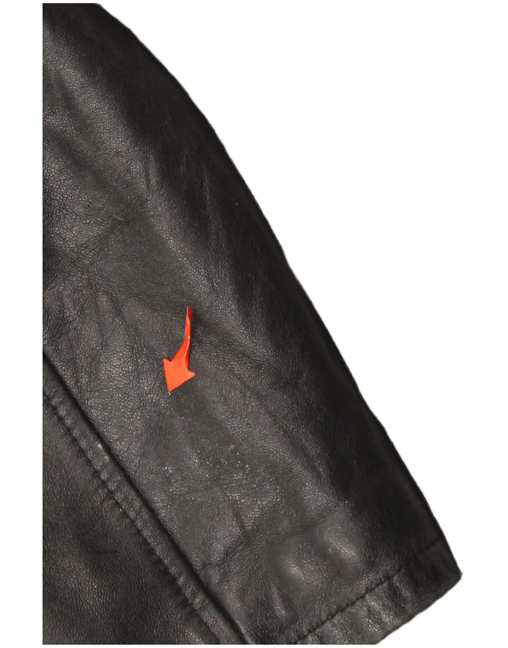 Casaco de couro feminino vintage IT 46 grande preto