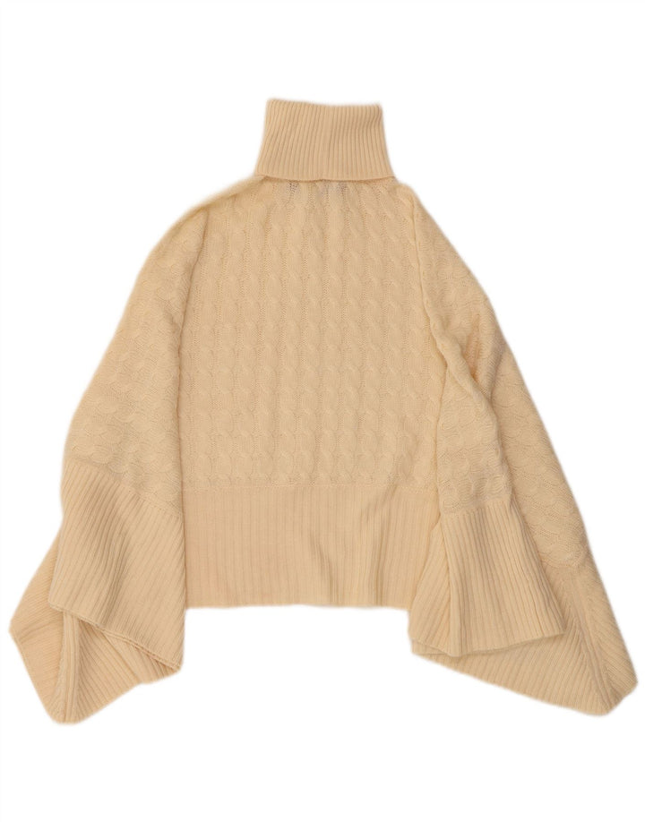Poncho feminino MAX MARA com gola redonda e lã virgem bege pequena Reino Unido 10