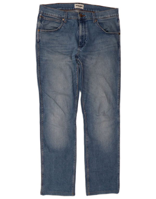 Wrangler Mens Greensboro Straight Jeans W32 L30 Azul Algodão