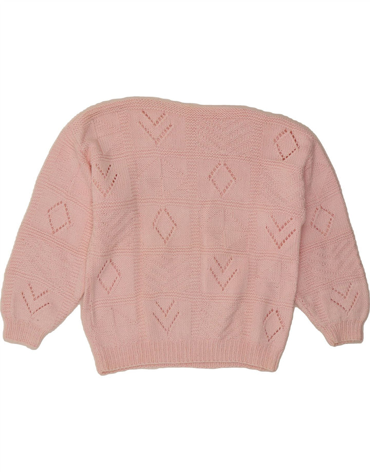 VINTAGE Womens Boat Neck Jumper Sweater UK 14 Medium Pink Vintage Vintage and Second-Hand Vintage from Messina Hembry 