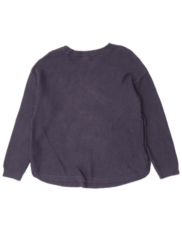 Suéter feminino Fat Face com gola redonda Reino Unido 14 grande viscose azul marinho