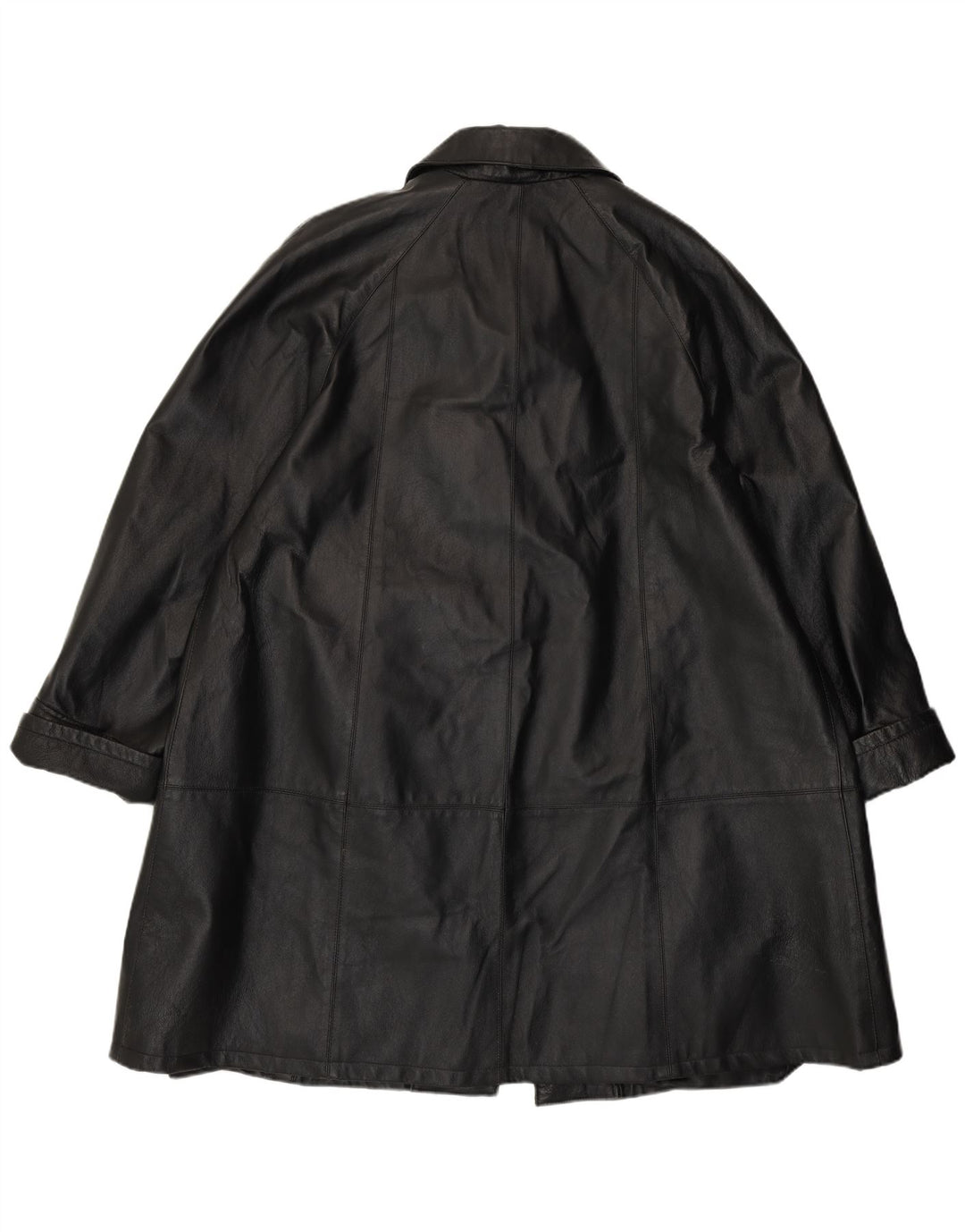 Casaco de couro feminino vintage folgado Reino Unido 14 couro preto médio