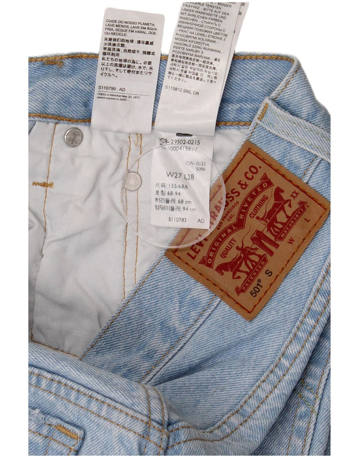 Calça Jeans Levis Feminina 501 Distressed Straight W27 L28 Azul Algodão