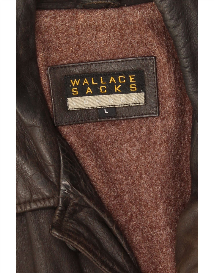 Jaqueta de couro masculina Wallace Sacks Reino Unido 40 grande couro marrom