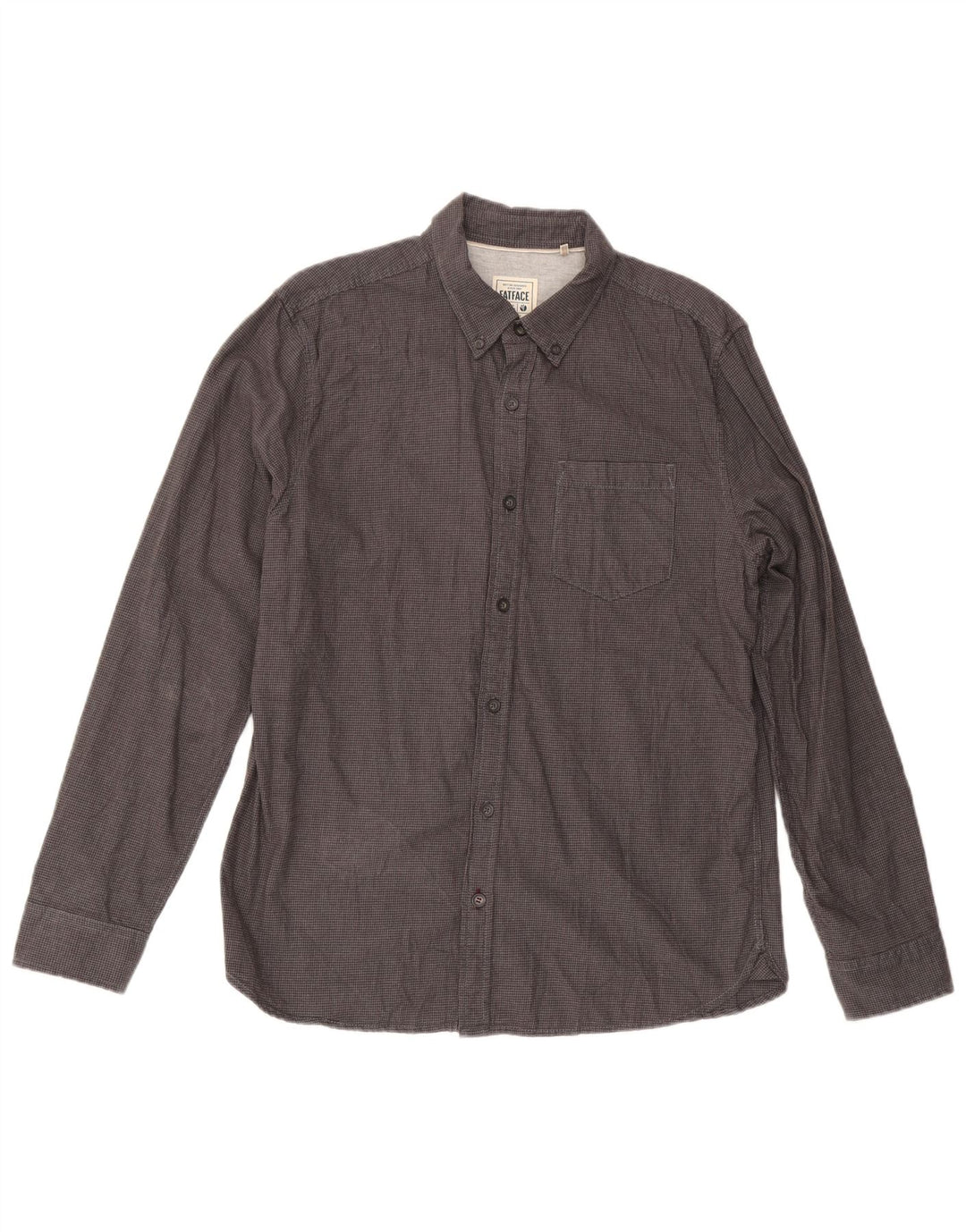 Camisa regular masculina Fat Face algodão houndstooth cinza médio