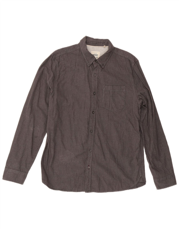 Camisa regular masculina Fat Face algodão houndstooth cinza médio