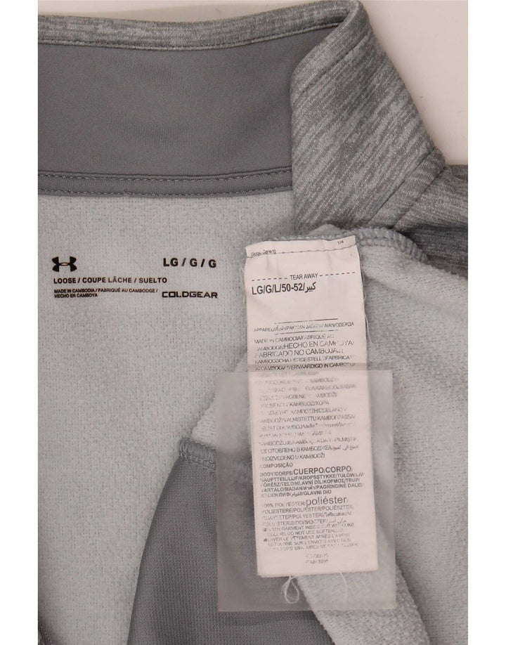 Moletom masculino Under Armour gráfico com zíper e gola grande cinza manchado