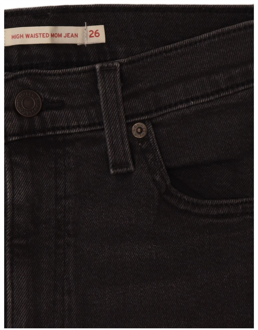 Calça jeans feminina Levi's Mom Jean crop cintura alta W26 L26 algodão cinza