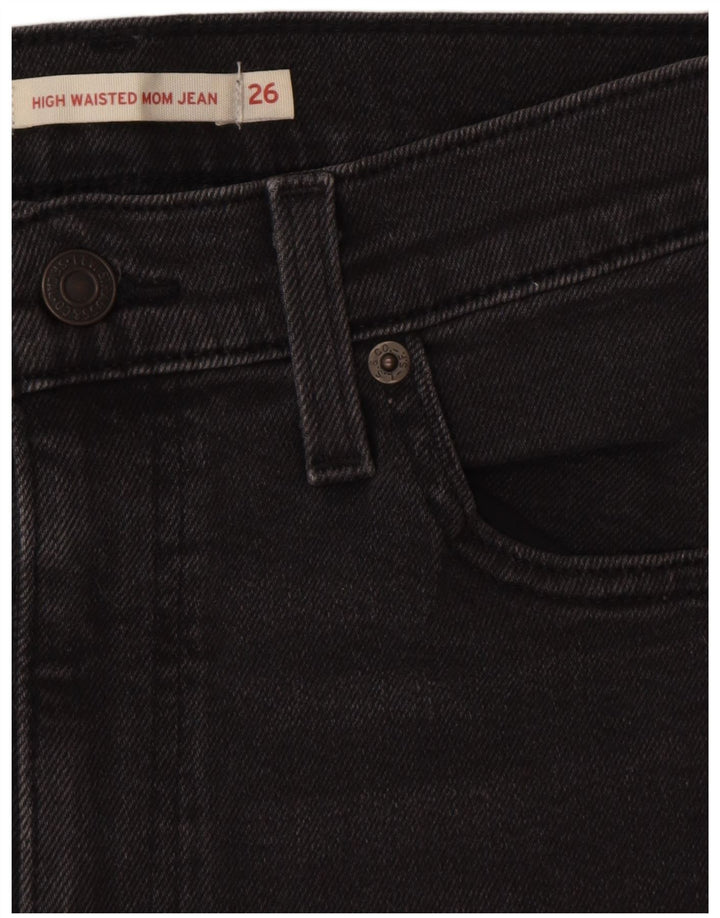 Calça jeans feminina Levi's Mom Jean crop cintura alta W26 L26 algodão cinza