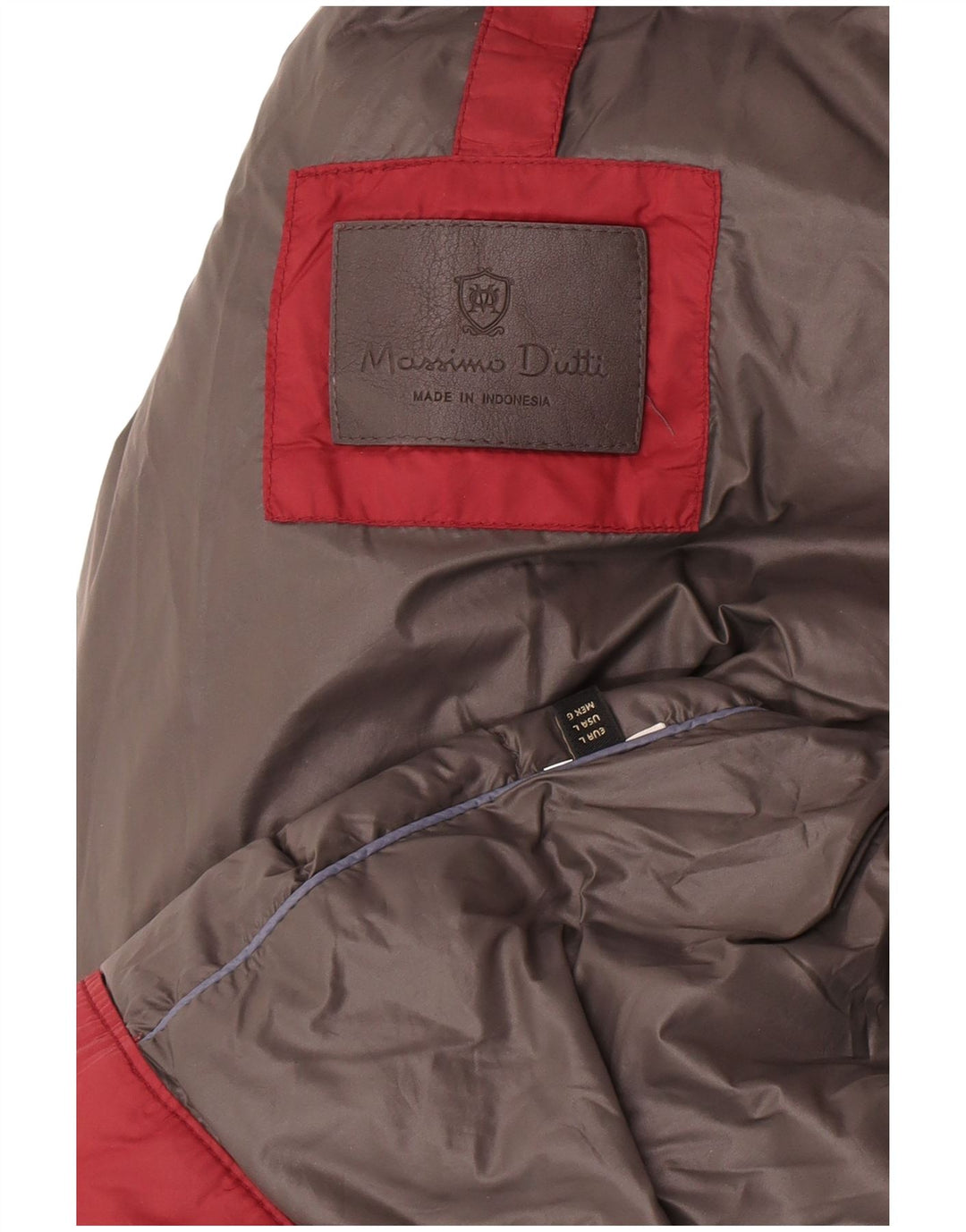 Jaqueta feminina acolchoada com capuz Massimo Dutti Reino Unido 14 grande Borgonha