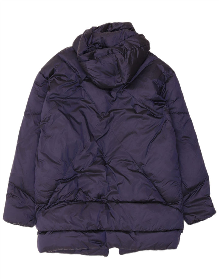Jaqueta acolchoada com capuz feminino canadense UK 14 azul marinho médio