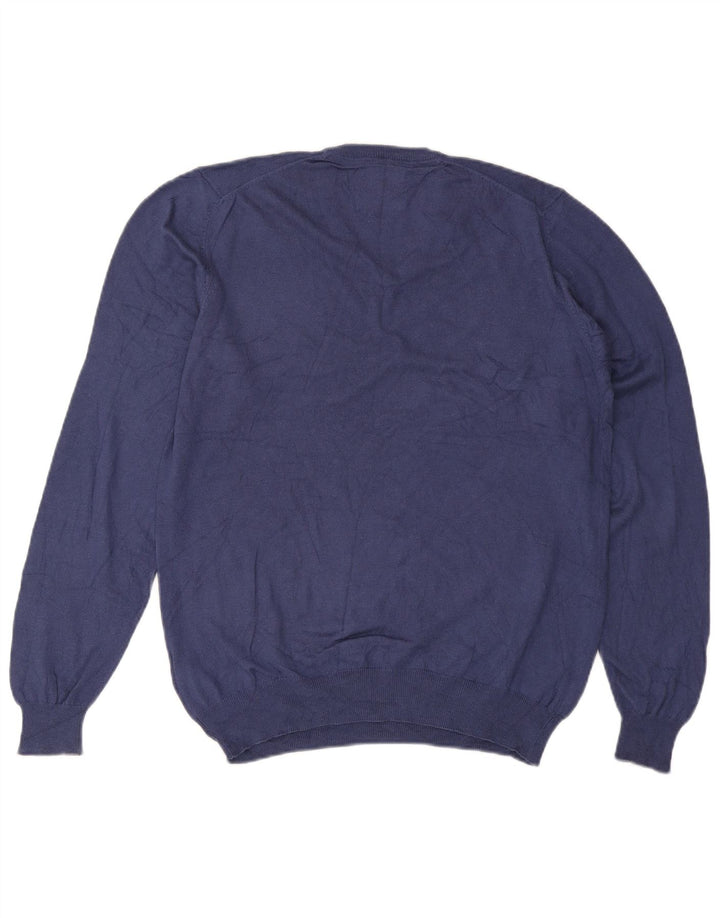 Suéter masculino Marks & Spencer regular fit com decote em V azul marinho médio