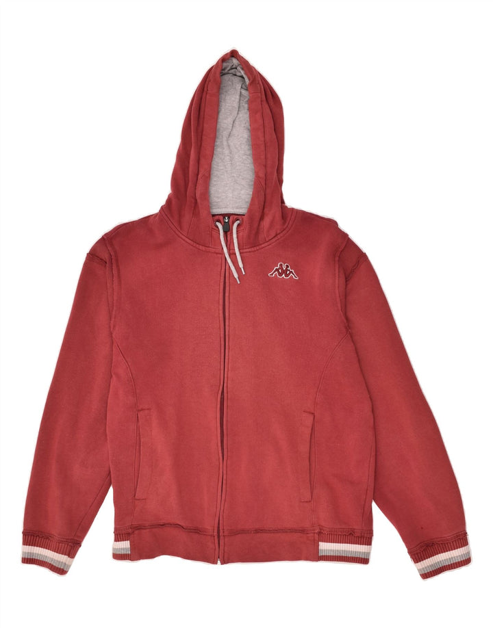 KAPPA Womens Zip Hoodie Sweater UK 14 Medium Maroon Cotton | Vintage Kappa | Thrift | Second-Hand Kappa | Used Clothing | Messina Hembry 