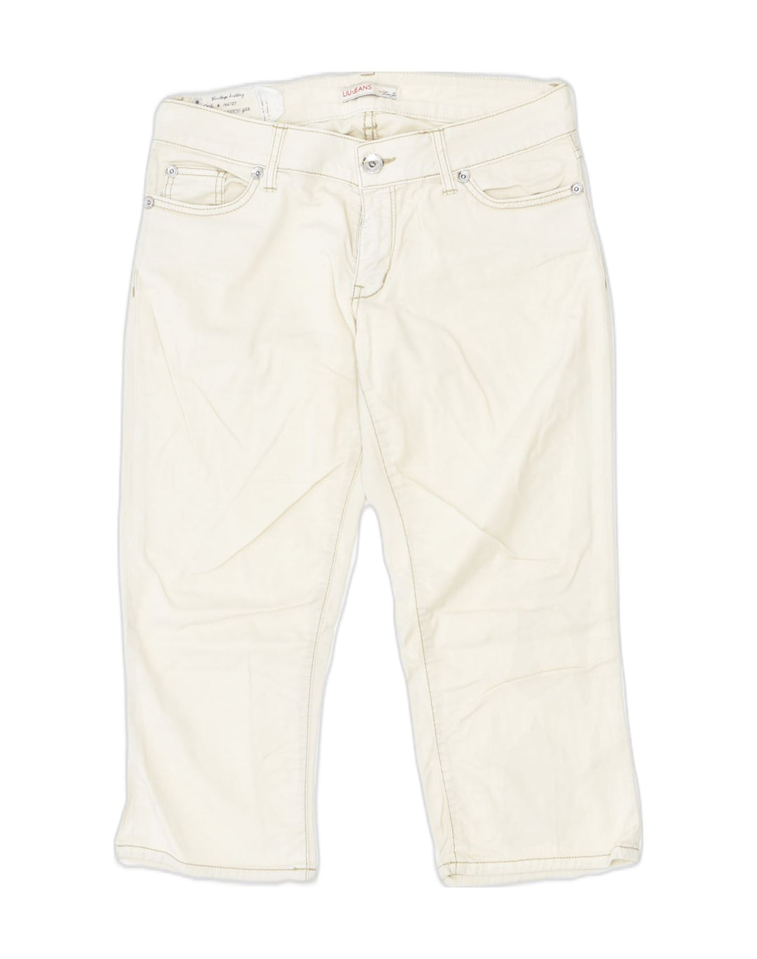 LIU JO Womens Capri Jeans W31 L21 Off White Cotton | Vintage Liu Jo | Thrift | Second-Hand Liu Jo | Used Clothing | Messina Hembry 