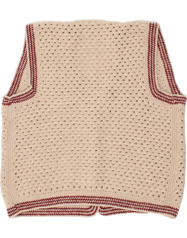 Suéter cardigã feminino sem mangas VINTAGE UK 18 XL bege