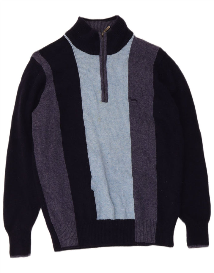 Suéter feminino Harmont & Blaine com zíper e gola redonda Reino Unido 12 médio azul marinho