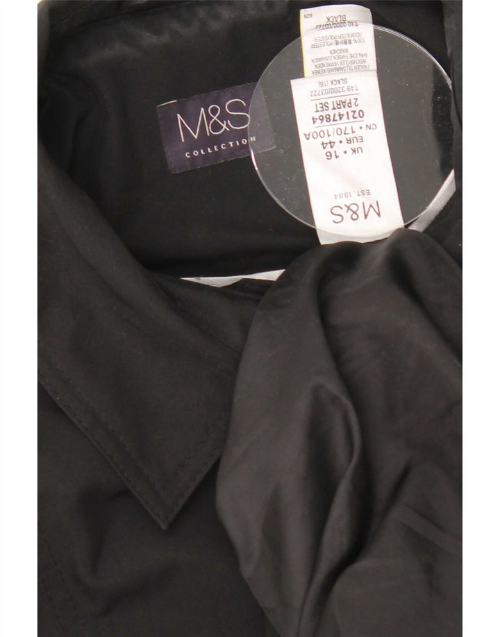 Casaco impermeável feminino Marks & Spencer Reino Unido 16 grande poliéster preto