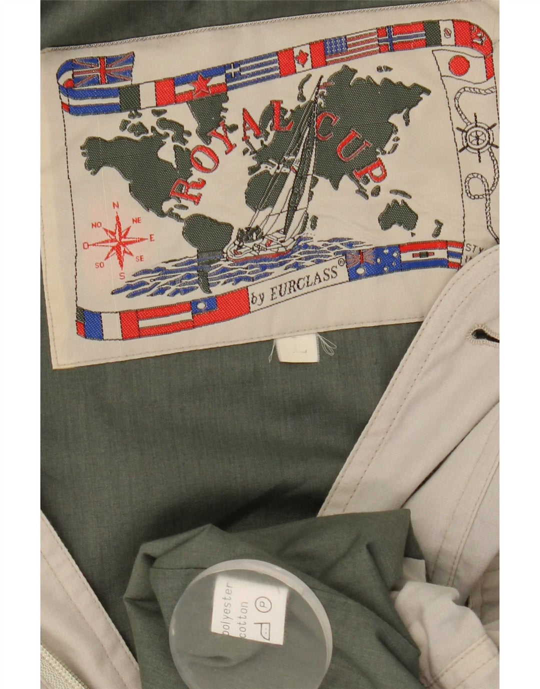 Jaqueta utilitária masculina vintage UK 40 poliéster bege grande