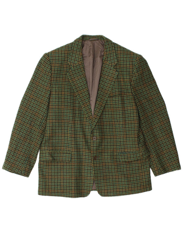 Jaqueta blazer masculina vintage com 2 botões IT 50 grande verde xadrez nova lã