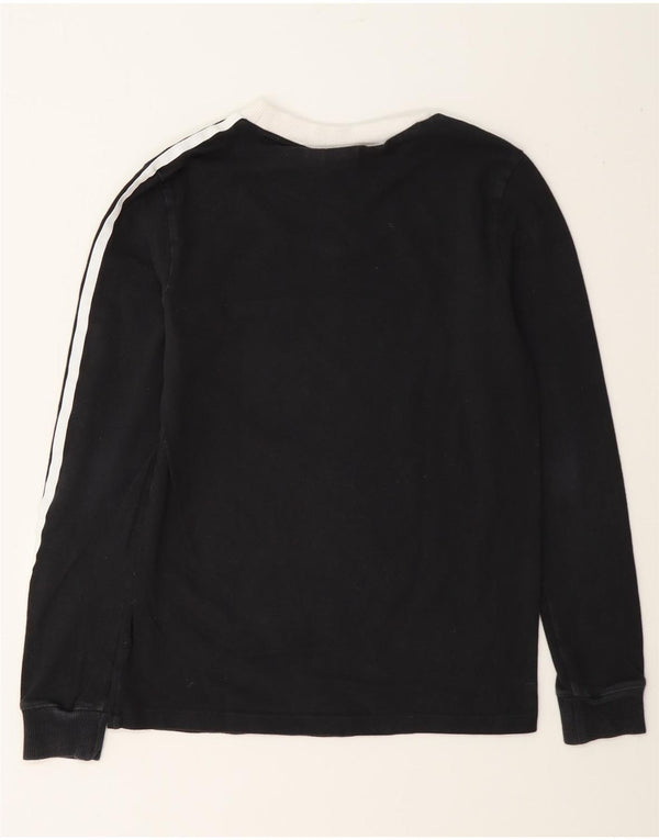 Top feminino Adidas manga comprida UK 6 XS preto colorblock algodão