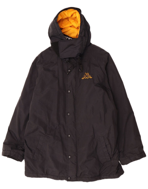 Jaqueta corta-vento masculina Kappa com capuz UK 44 2XL preto nylon