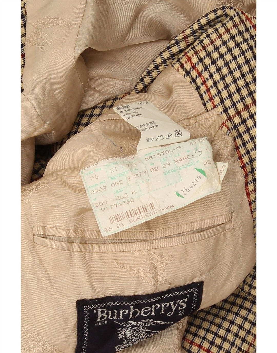 Jaqueta blazer masculina Burberrys com 2 botões Reino Unido 38 Houndstooth bege médio