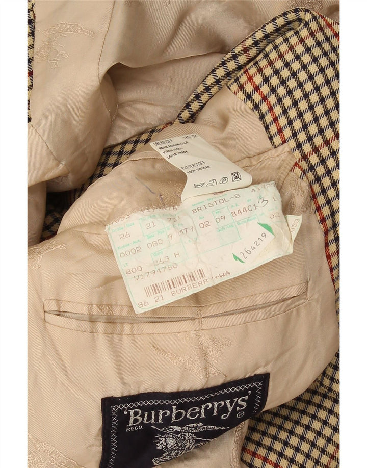 Jaqueta blazer masculina Burberrys com 2 botões Reino Unido 38 Houndstooth bege médio