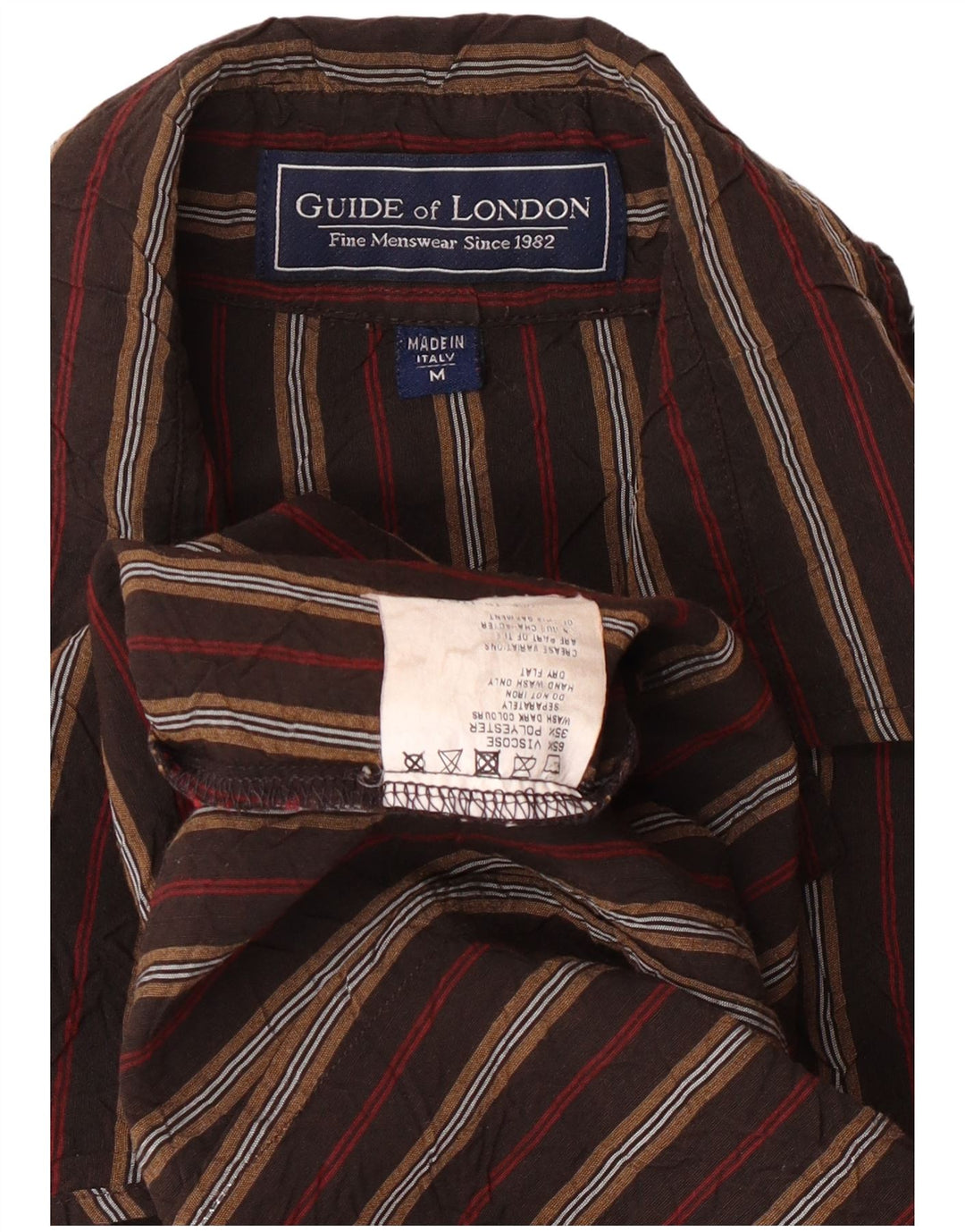 Camisa masculina GUIDE LONDON viscose listrada marrom média