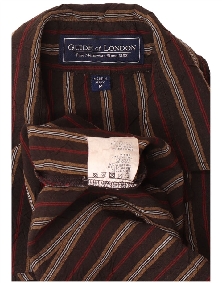 Camisa masculina GUIDE LONDON viscose listrada marrom média