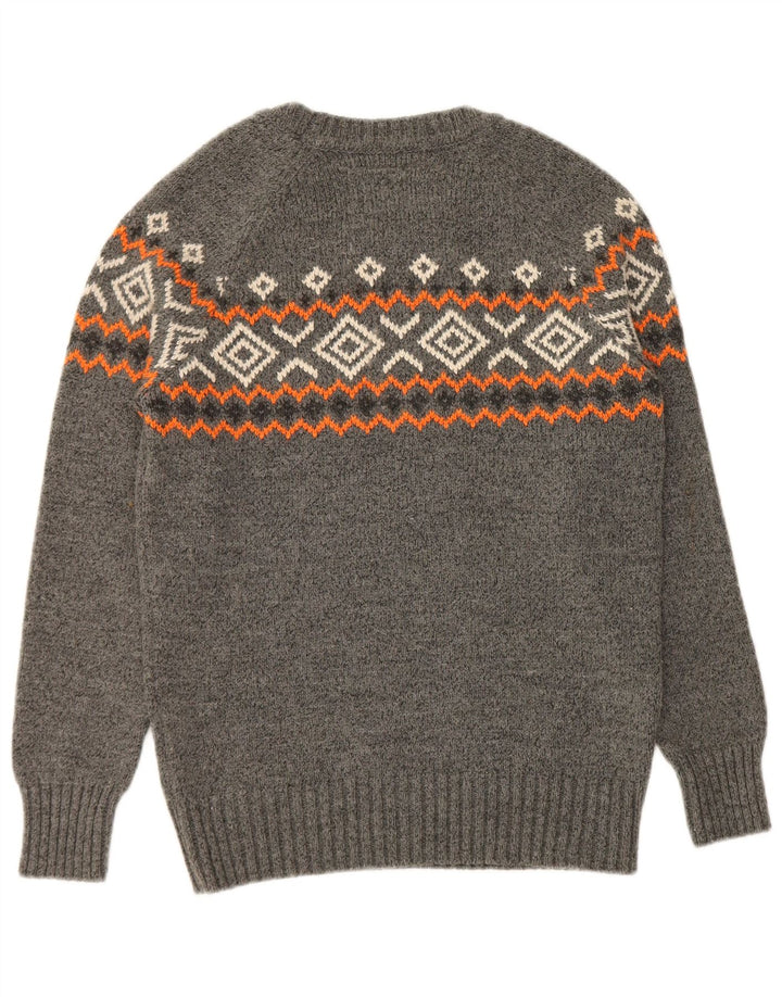 Suéter masculino Superdry com gola redonda e acrílico geométrico cinza médio