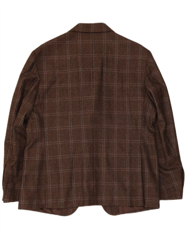 Jaqueta blazer masculina vintage com 3 botões Reino Unido 38 xadrez marrom médio