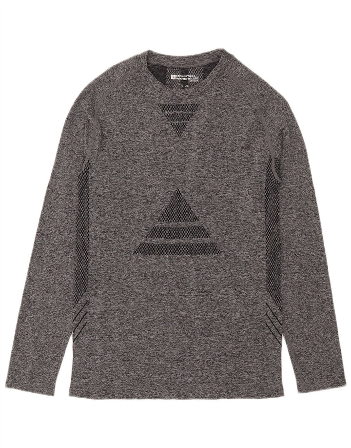 Mountain Warehouse Mens Top Manga Longa Poliamida Geométrica Cinza Média
