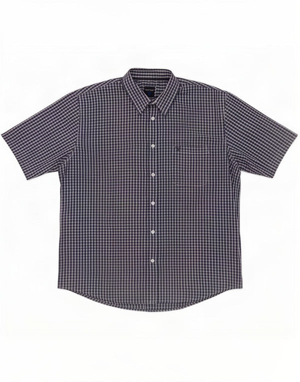 Camisa masculina de manga curta James Pringle XL azul marinho xadrez poliéster