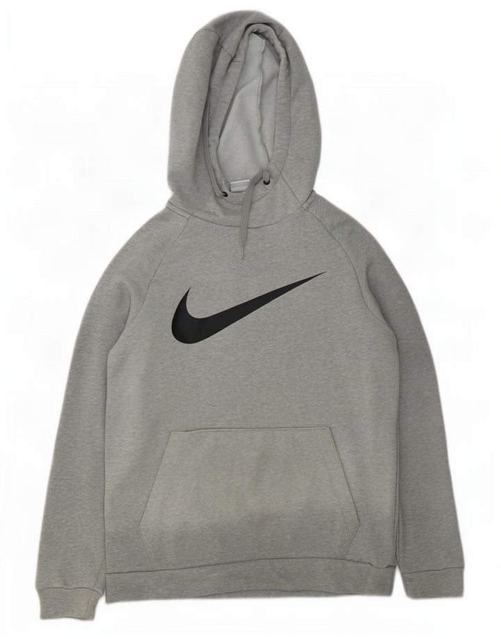 Suéter com capuz gráfico masculino Nike pequeno algodão manchado cinza
