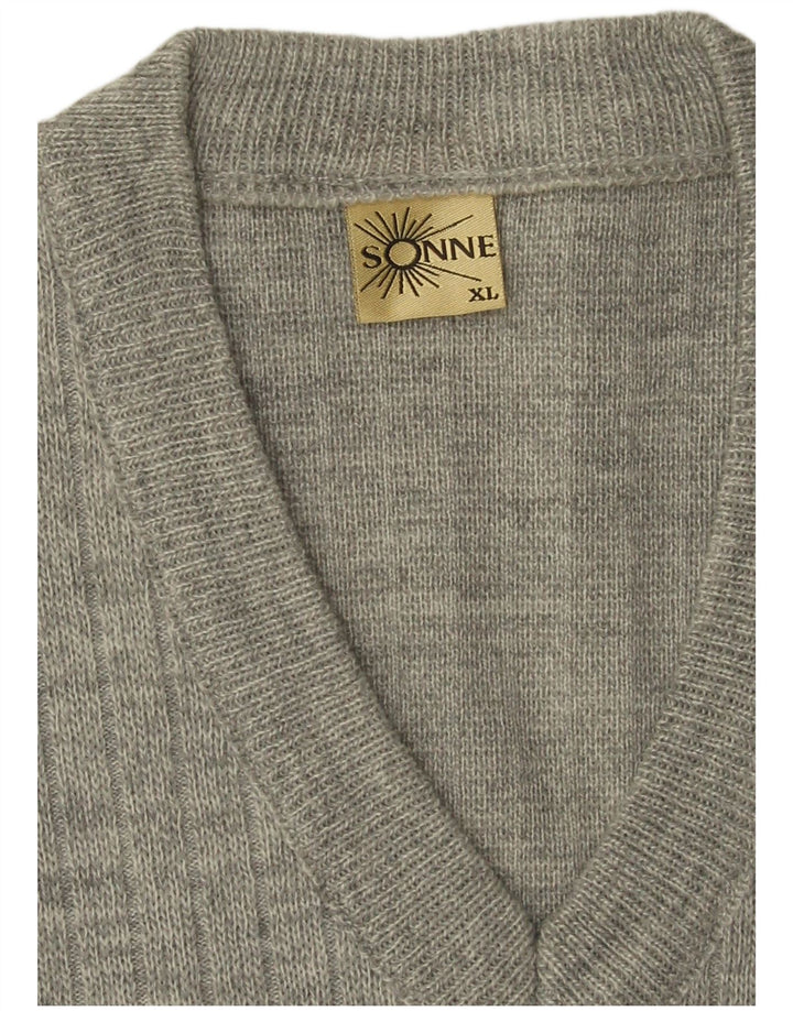 VINTAGE Colete Masculino Regata XL Cinza Listrado Acrílico