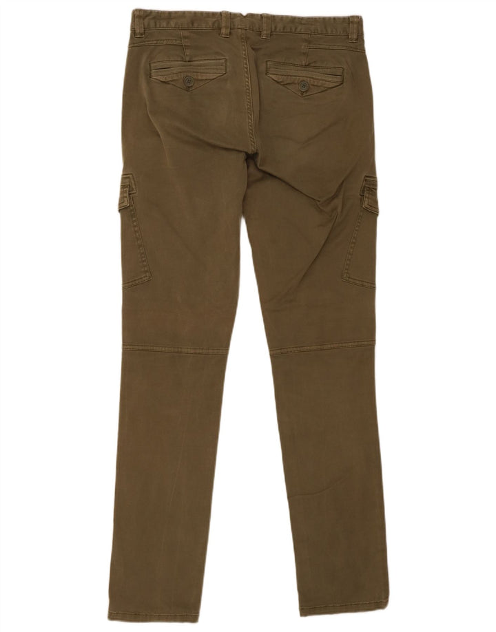 Calça cargo feminina slim BENETTON IT 44 médio W32 L32 algodão cáqui