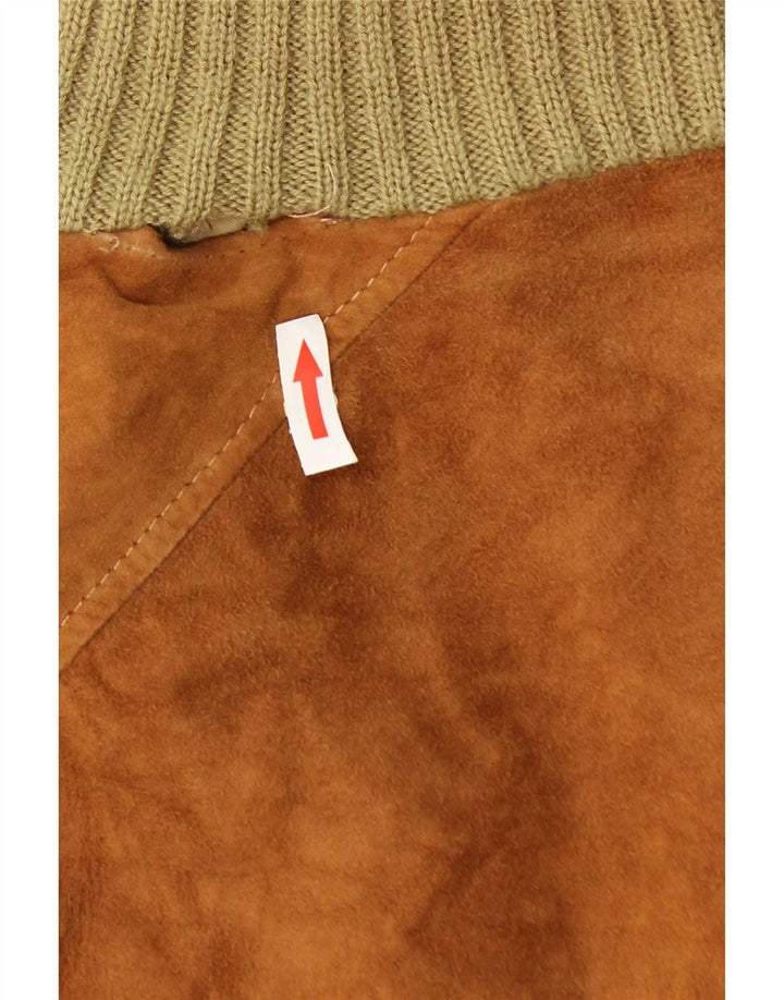 Jaqueta bomber masculina de camurça Essebi IT 52 XL couro bege
