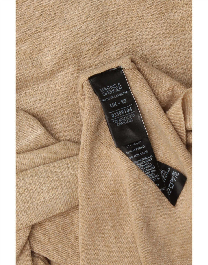 Suéter feminino Marks & Spencer com gola canoa Reino Unido 12 médio bege