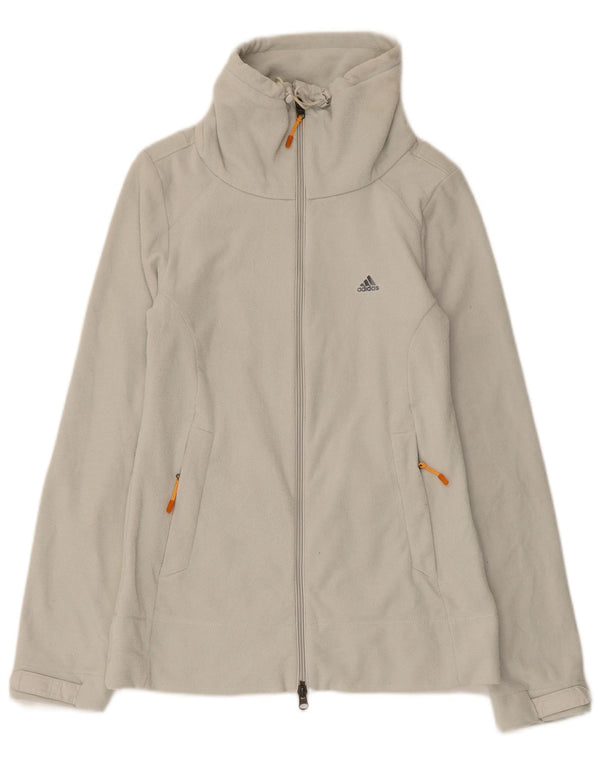 Jaqueta de lã feminina Adidas UK 12 poliéster listrado cinza médio